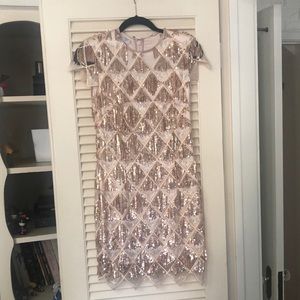 Ryse Skyler rose gold sequin/fringe dress